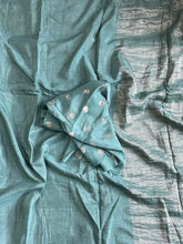 Load image into Gallery viewer, Confounding Sea Green Color Pure Viscose Chinnon Zari Jacquard Weaving Work Saree With Glowing Blouse Piece