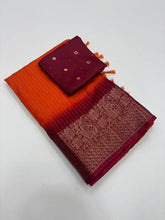 Load image into Gallery viewer, New Festive Wear Orange Color Pure Dola Silk Jacquard Weaving n Jhalar Work Fancy Designer Saree