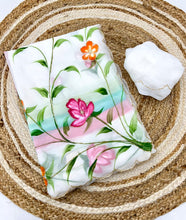 Load image into Gallery viewer, Attractive New Multi Colour Soft Pure Georgette Handbrush Flower n Handwork Fancy Designer Saree With Blouse