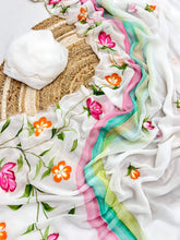 Load image into Gallery viewer, Attractive New Multi Colour Soft Pure Georgette Handbrush Flower n Handwork Fancy Designer Saree With Blouse