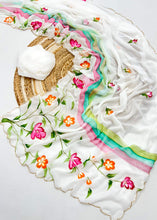 Load image into Gallery viewer, Attractive New Multi Colour Soft Pure Georgette Handbrush Flower n Handwork Fancy Designer Saree With Blouse