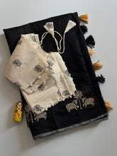 Load image into Gallery viewer, Mellifluous Party Wear Chanderi Cotton Embroidery n Tussels Work Fancy Designer Saree With Stitched Blouse