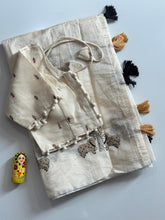 Load image into Gallery viewer, Mellifluous Party Wear Chanderi Cotton Embroidery n Tussels Work Fancy Designer Saree With Stitched Blouse