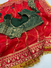 Load image into Gallery viewer, New Festival Wear Red Color Organza Silk Emboridered n Sequence Work Fancy Designer Saree With Unstitched Blouse