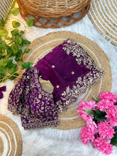 Load image into Gallery viewer, Outstanding Festival Wear Fendy Satin Silk Heavy Embroidery n Aarco Work Fancy Designer Saree With Stitched Blouse