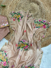 Load image into Gallery viewer, Captivating Wedding Wear Soft Teby Silk Print With Hand Work Designer Saree With Fully Stitched Blouse