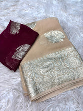 Load image into Gallery viewer, New Wedding Wear Viscose Georgette Jacquard Zari Work Fancy Designer Saree