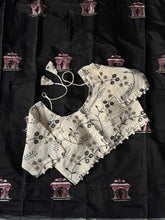 Load image into Gallery viewer, Mellifluous Function Wear Chanderi Cotton Embroidery n Tussels Work Fancy Designer Saree With Stitched Blouse