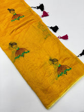 Load image into Gallery viewer, New Function Wear Chanderi Cotton Embroidery n Tussels Work Fancy Designer Saree With Blouse Piece