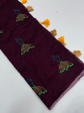 Load image into Gallery viewer, New Function Wear Chanderi Cotton Embroidery n Tussels Work Fancy Designer Saree With Blouse Piece