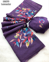 Load image into Gallery viewer, New Partywear Lavender Color Chiffon Print With Siroski Work n Fancy Lace Border Designer Saree