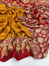 Load image into Gallery viewer, New Function Wear Yellow Color Pure Satin Silk Rich Pallu n Tussles Work Fancy Designer Saree