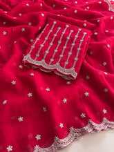 Load image into Gallery viewer, Attractive Partywear Crunchy Chiffon Silk Embroidery n Cut Work Fancy Designer Saree