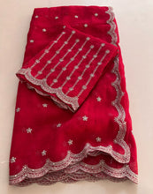 Load image into Gallery viewer, Attractive Partywear Crunchy Chiffon Silk Embroidery n Cut Work Fancy Designer Saree