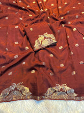 Load image into Gallery viewer, New Festive Wear Pure Soft Viscose Georgette Crepe Silk Jacquard Weaving Zari Work Fancy Designer Saree With Blouse