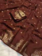 Load image into Gallery viewer, Surpassing Pure Soft Viscose Jute Zari Jacquard Weaving Work Fancy Designer Saree With Staring Blouse Piece