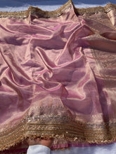 Load image into Gallery viewer, New Wedding Wear Baby Pink Color Banarasi Tissue Silk Jacquard n Heavy Lace Work Fancy Designer Saree