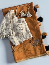 Load image into Gallery viewer, Seraglio Function Wear Chanderi Cotton Embroidery n Tussels Work Fancy Designer Saree With Stitched Blouse