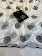 Load image into Gallery viewer, Forbearance White Color Tissue Organza Silk Embroidery Work Fancy Designer Saree With Confounding Blouse Piece