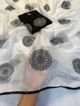 Load image into Gallery viewer, Forbearance White Color Tissue Organza Silk Embroidery Work Fancy Designer Saree With Confounding Blouse Piece