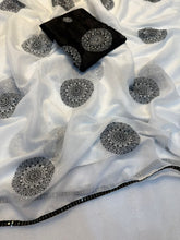 Load image into Gallery viewer, Forbearance White Color Tissue Organza Silk Embroidery Work Fancy Designer Saree With Confounding Blouse Piece