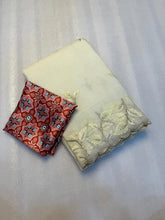 Load image into Gallery viewer, Winsome Off White Color Crunchy Silk Embroidery Work Fancy Partywear Saree With Captivating Blouse Piece