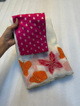 Load image into Gallery viewer, Marvellous Party Wear Off White Crunchy Silk Embroidery Work Fancy Desginer Saree With Blouse