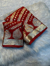 Load image into Gallery viewer, Glamorous Party Wear Pure Viscose Georgette Jacquard Weaving Work Fancy Designer Saree With Blouse