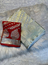 Load image into Gallery viewer, Glamorous Party Wear Pure Viscose Georgette Jacquard Weaving Work Fancy Designer Saree With Blouse