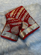 Load image into Gallery viewer, Glamorous Party Wear Pure Viscose Georgette Jacquard Weaving Work Fancy Designer Saree With Blouse