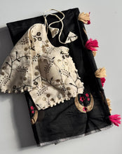 Load image into Gallery viewer, Adorning Function Wear Chanderi Cotton Embroidery n Tussels Work Fancy Designer Saree With Stitched Blouse