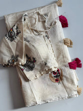 Load image into Gallery viewer, Adorning Function Wear Chanderi Cotton Embroidery n Tussels Work Fancy Designer Saree With Stitched Blouse