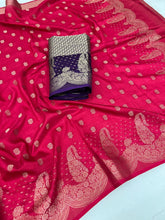 Load image into Gallery viewer, Gorgeous Function Wear Pure Soft Viscose Jacquard Weaving Border Fancy Saree With Contrast Blouse