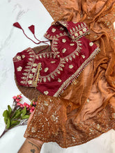 Load image into Gallery viewer, New Function Wear Fendy Chiffon Heavy Sequence n Aarco Work Fancy Designer Saree With Stitched Blouse