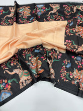 Load image into Gallery viewer, Stylish Function Wear Handloom Tussar Silk Kalamkari Print With Tussle Work Fancy Designer Saree With Blouse