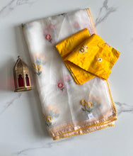 Load image into Gallery viewer, Marvellous Party Wear White Color Pure Chiffon Organza Silk Embroidery Work Fancy Desginer Saree With Blouse