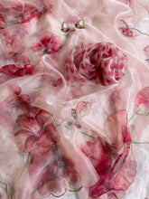 Load image into Gallery viewer, Glamorous Function Wear Peach Colour Soft Organza Silk Printed Hand Work Fancy Designer Saree With Unstitched Blouse