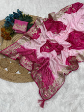 Load image into Gallery viewer, New Festive Wear Shiny Silk Fabric Print With Foil Embroidery Work Fancy Designer Saree With Bandhni Blouse Piece