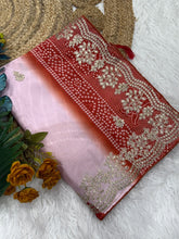 Load image into Gallery viewer, New Festive Wear Shiny Silk Fabric Print With Foil Embroidery Work Fancy Designer Saree With Bandhni Blouse Piece