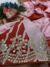 Load image into Gallery viewer, New Festive Wear Shiny Silk Fabric Print With Foil Embroidery Work Fancy Designer Saree With Bandhni Blouse Piece