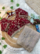 Load image into Gallery viewer, Luxuriant Soft Satin Silk Embroidery n Sequence Work Rich Look Saree With Demesne Full Stitched Blouse