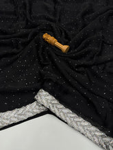 Load image into Gallery viewer, Entrancing Party Wear Black Colour Georgette Jarkan Lace With Siroski Diamond Fancy Designer Saree