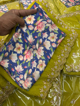 Load image into Gallery viewer, New Party Wear Chiffon Embroidery n Diamond Work Partywear Fancy Designer Saree With Blouse