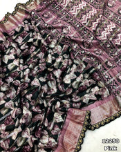 Load image into Gallery viewer, New Party Wear Soft Lenin Floral Printed Foil Lining Print n Foil Printed Border Saree With Blouse