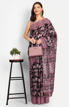 Load image into Gallery viewer, New Party Wear Soft Lenin Foil Lining Print n Foil Printed Border Saree With Blouse