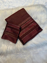 Load image into Gallery viewer, Gratifying Party Wear Pure Viscose Georgette Linning Weaving Satin Patta Border Fancy Designer Saree With Blouse