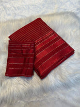 Load image into Gallery viewer, Gratifying Party Wear Pure Viscose Georgette Linning Weaving Satin Patta Border Fancy Designer Saree With Blouse