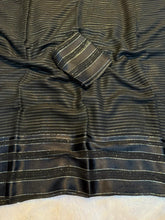 Load image into Gallery viewer, Gratifying Party Wear Pure Viscose Georgette Linning Weaving Satin Patta Border Fancy Designer Saree With Blouse