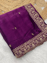 Load image into Gallery viewer, Designer Jimichu Satin Embroidered Sequin Work Saree with With Blouse Piece
