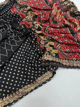 Load image into Gallery viewer, Splendorous Function Wear Pure Stain Silk Designer Printed Rich Pallu n Sequence Lace Fancy Designer Saree